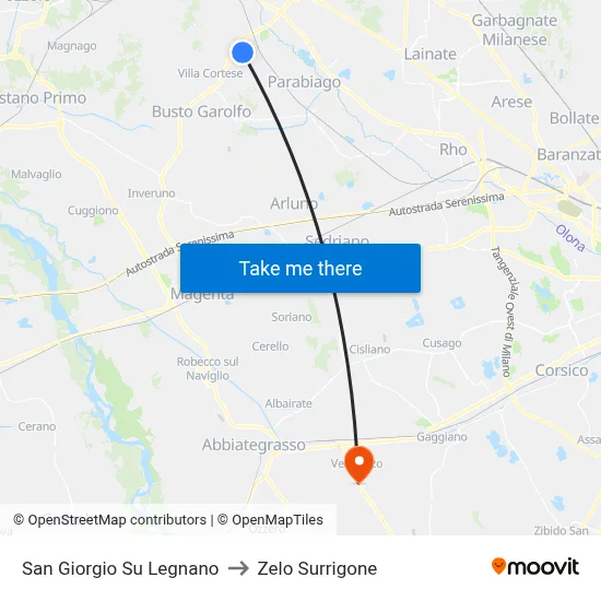 San Giorgio Su Legnano to Zelo Surrigone map
