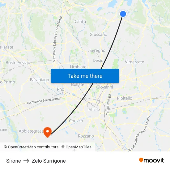 Sirone to Zelo Surrigone map