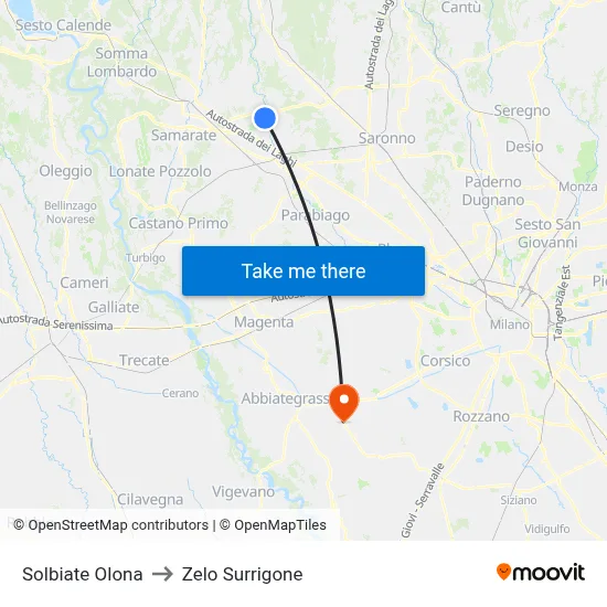 Solbiate Olona to Zelo Surrigone map