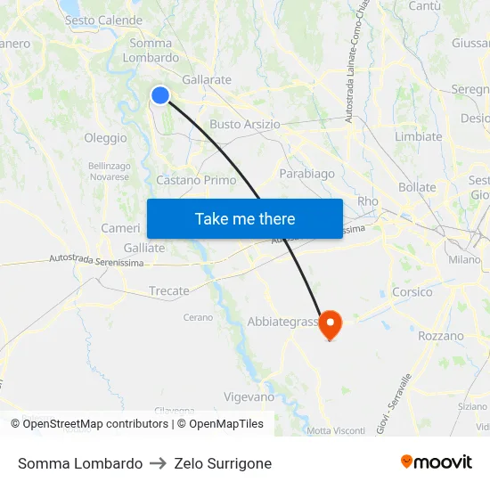 Somma Lombardo to Zelo Surrigone map