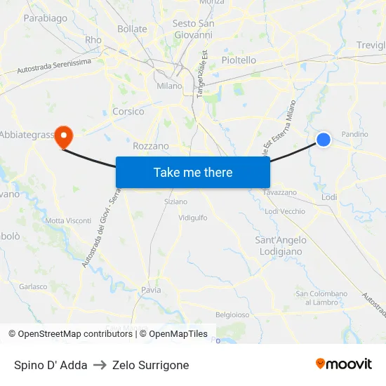 Spino D' Adda to Zelo Surrigone map