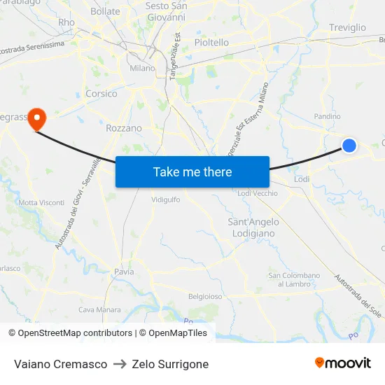 Vaiano Cremasco to Zelo Surrigone map