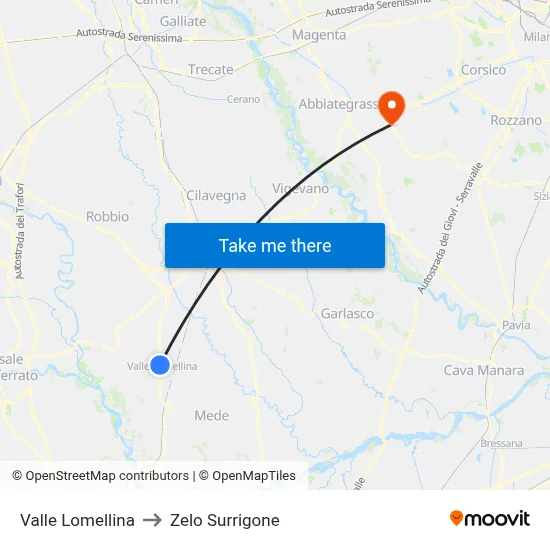 Valle Lomellina to Zelo Surrigone map
