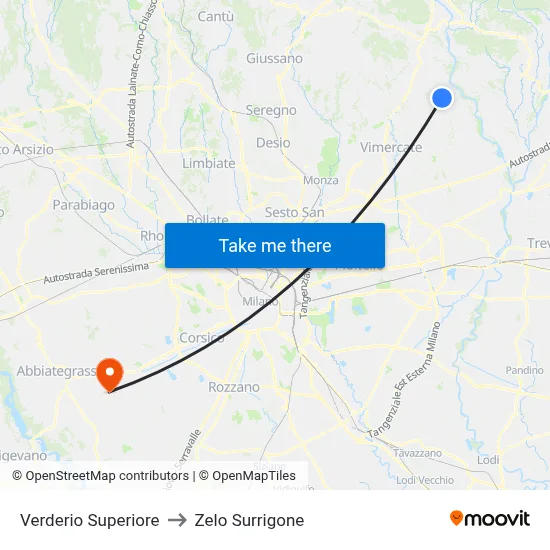 Verderio Superiore to Zelo Surrigone map