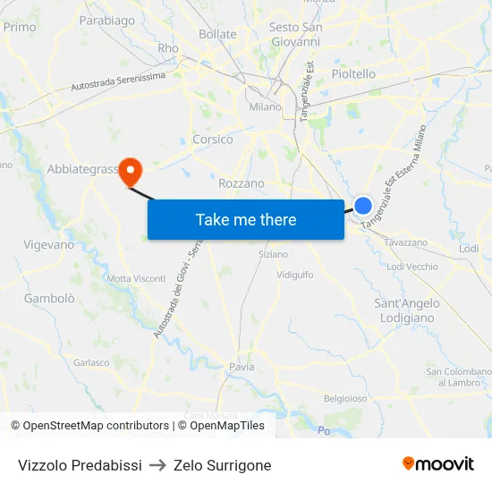 Vizzolo Predabissi to Zelo Surrigone map