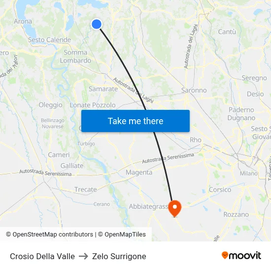Crosio Della Valle to Zelo Surrigone map