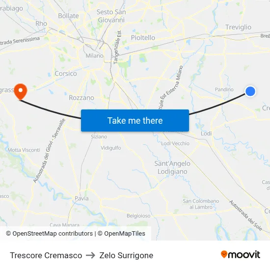 Trescore Cremasco to Zelo Surrigone map