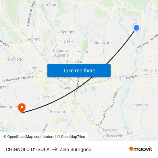 Chignolo D' Isola to Zelo Surrigone map