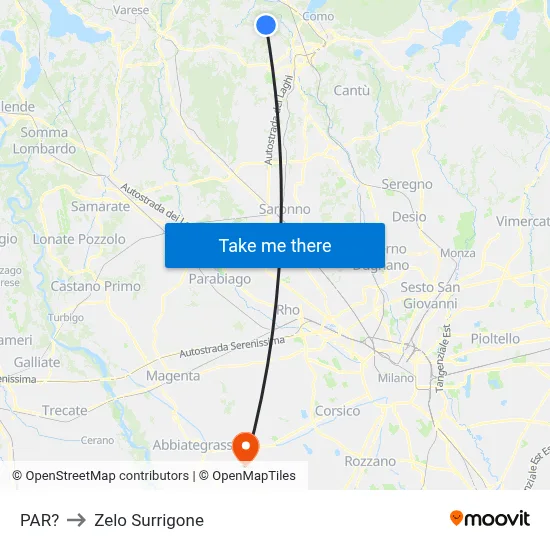 Parre to Zelo Surrigone map