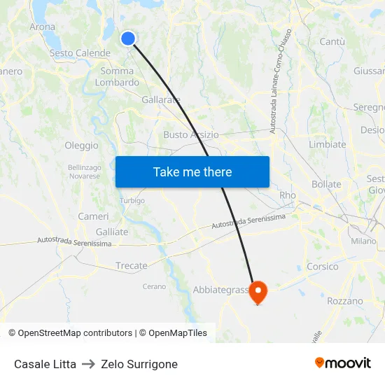 Casale Litta to Zelo Surrigone map