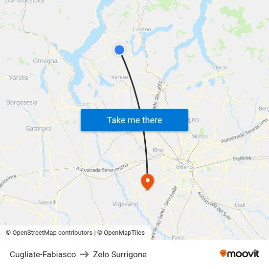 Cugliate-Fabiasco to Zelo Surrigone map