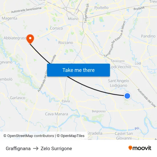 Graffignana to Zelo Surrigone map