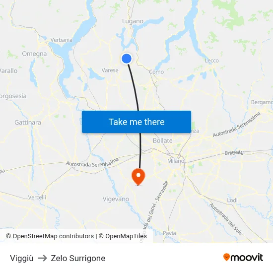 Viggiù to Zelo Surrigone map
