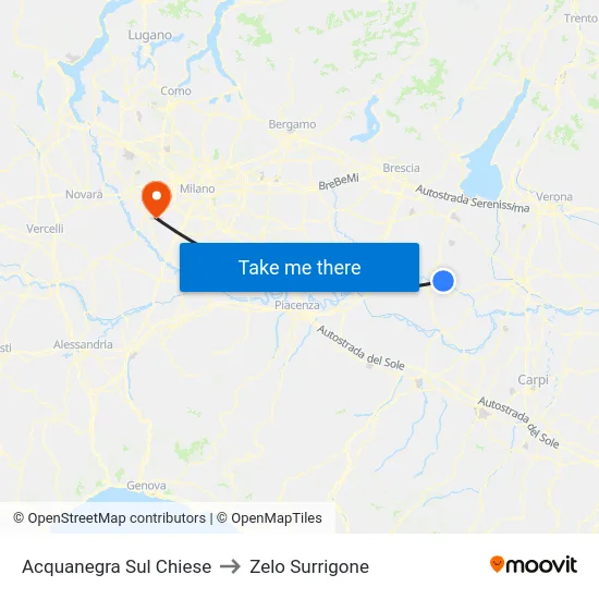 Acquanegra Sul Chiese to Zelo Surrigone map