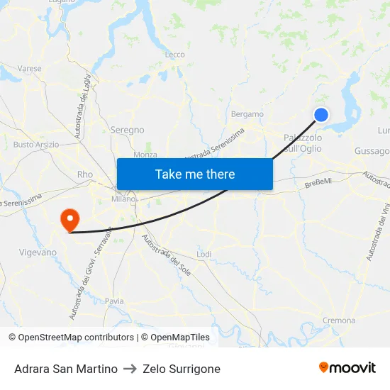 Adrara San Martino to Zelo Surrigone map