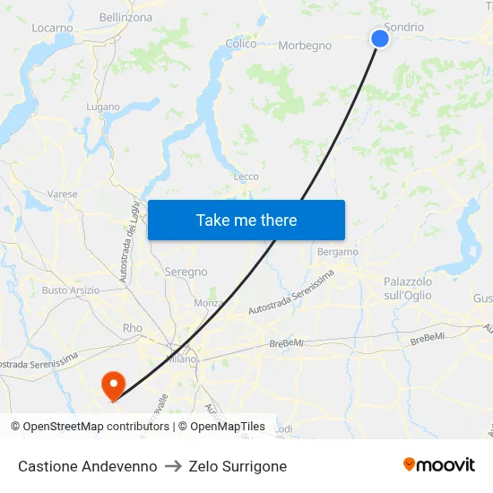Castione Andevenno to Zelo Surrigone map