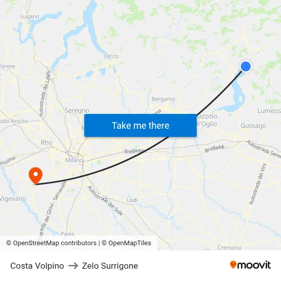 Costa Volpino to Zelo Surrigone map