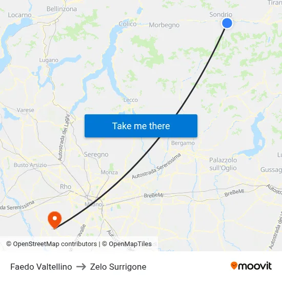 Faedo Valtellino to Zelo Surrigone map