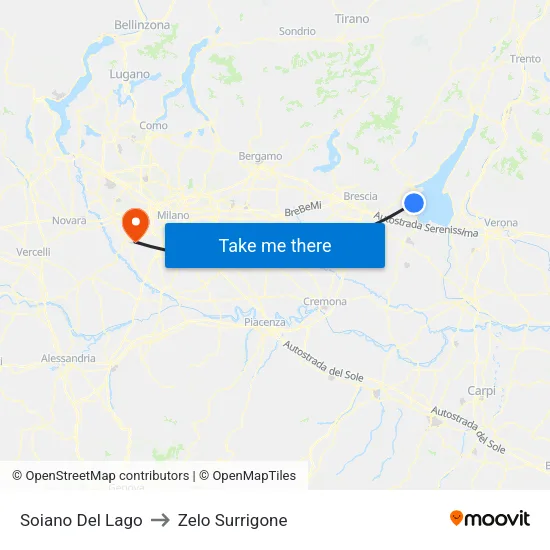 Soiano del Lago to Zelo Surrigone map