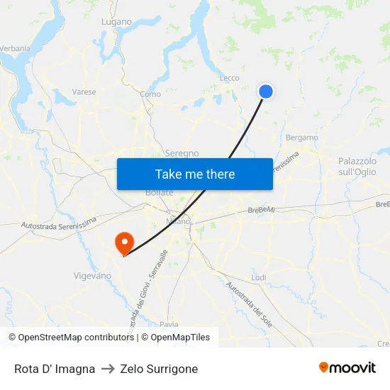 Rota D'Imagna to Zelo Surrigone map