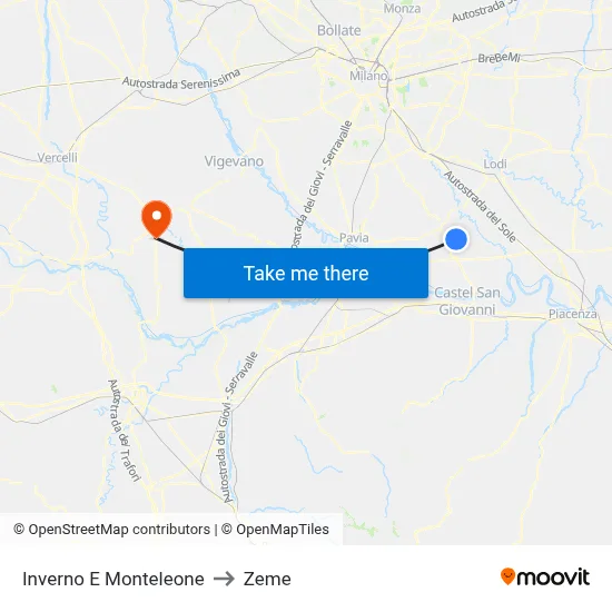 Inverno e Monteleone to Zeme map