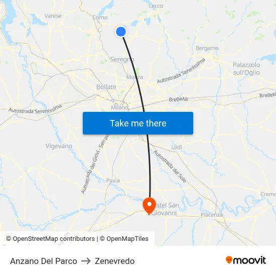 Anzano Del Parco to Zenevredo map