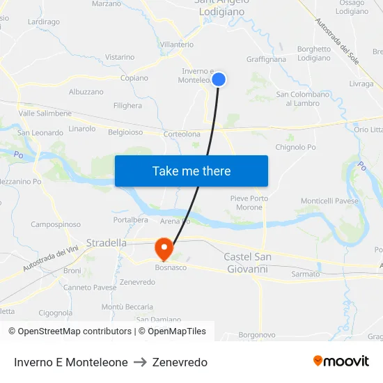 Inverno e Monteleone to Zenevredo map