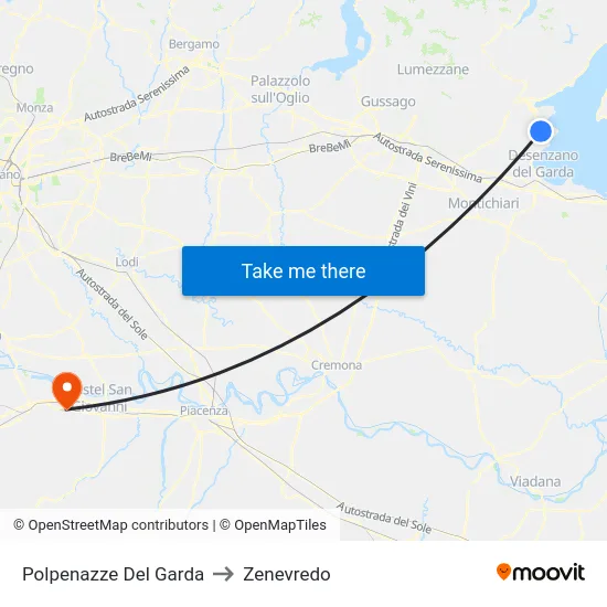 Polpenazze del Garda to Zenevredo map