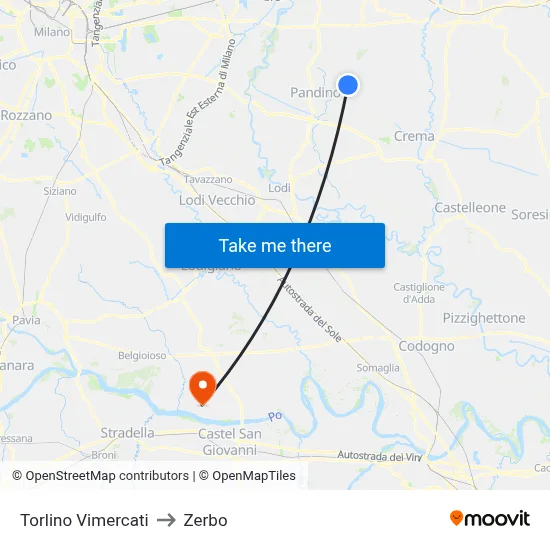 Torlino Vimercati to Zerbo map