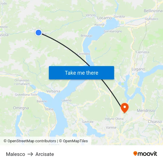 Malesco to Arcisate map