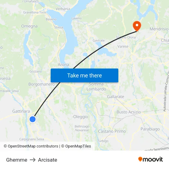 Ghemme to Arcisate map