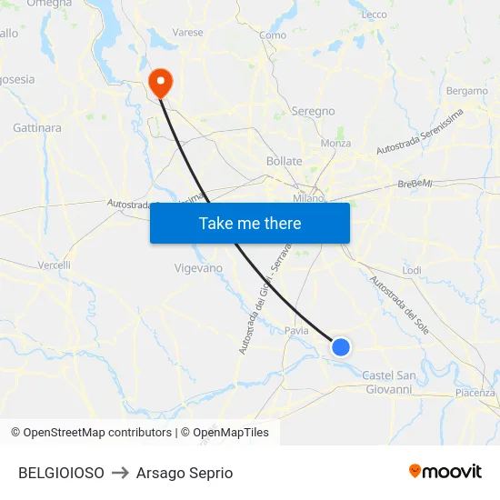 BELGIOIOSO to Arsago Seprio map