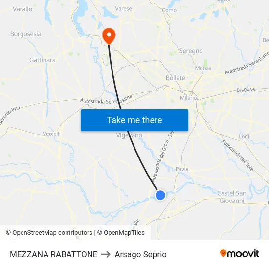 MEZZANA RABATTONE to Arsago Seprio map