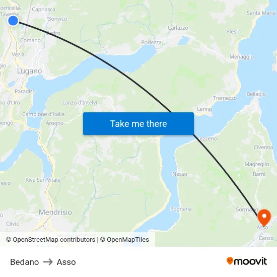 Bedano to Asso map