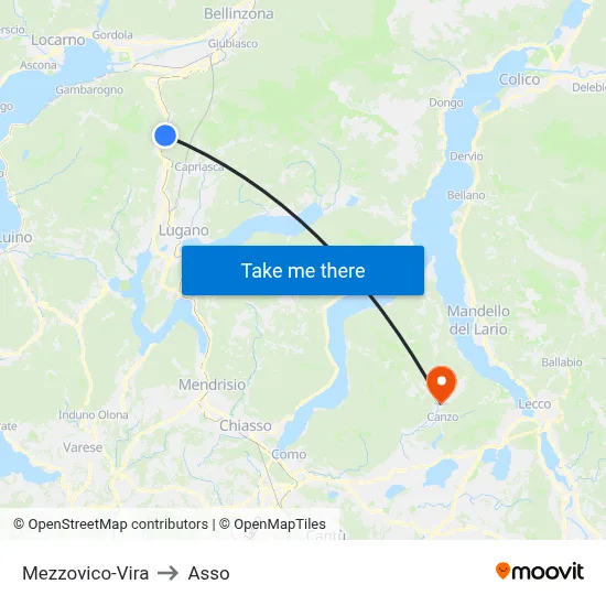 Mezzovico-Vira to Asso map