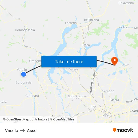 Varallo to Asso map