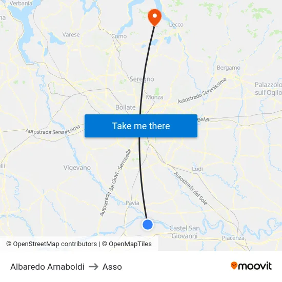 Albaredo Arnaboldi to Asso map