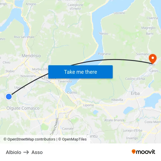 Albiolo to Asso map