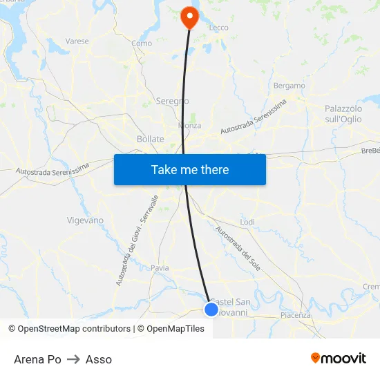 Arena Po to Asso map