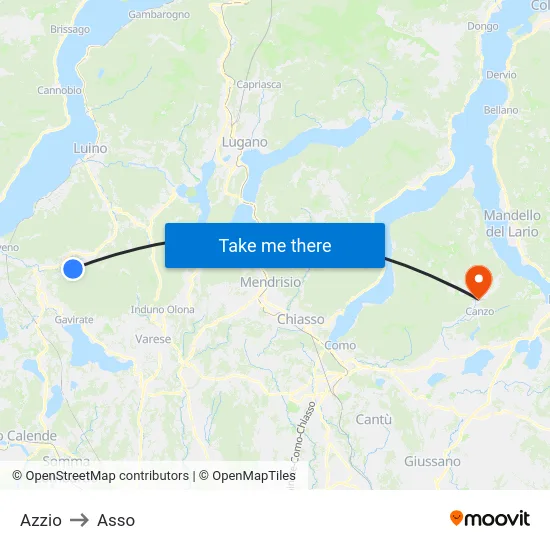 Azzio to Asso map