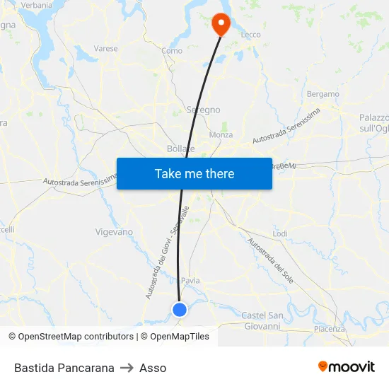 Bastida Pancarana to Asso map