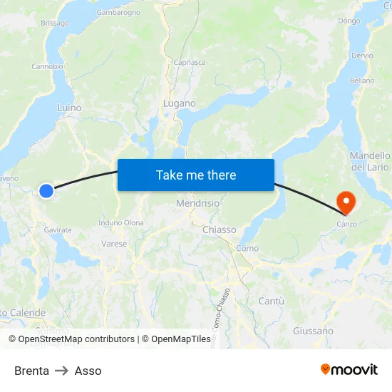 Brenta to Asso map