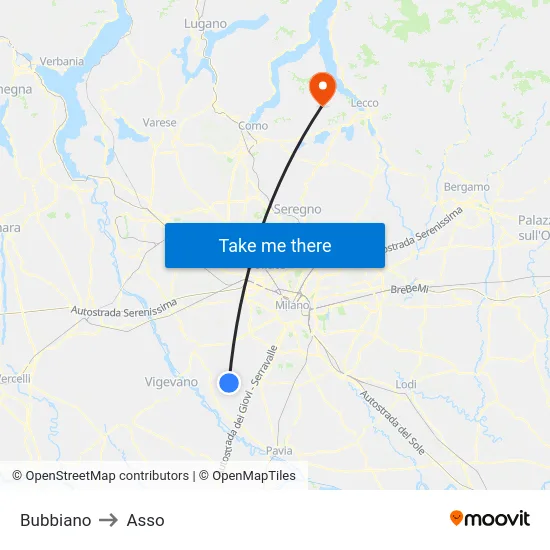 Bubbiano to Asso map
