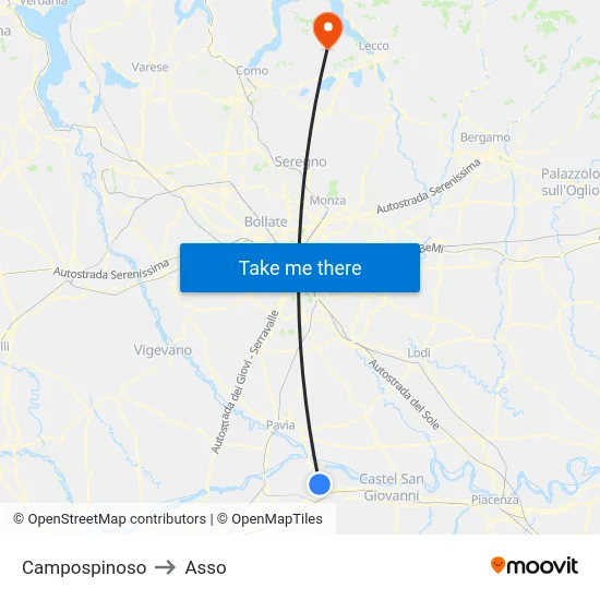 Campospinoso to Asso map