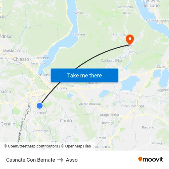 Casnate Con Bernate to Asso map