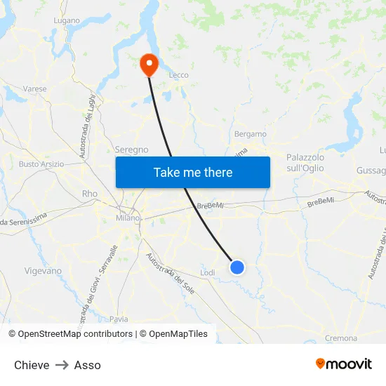 Chieve to Asso map