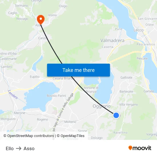 Ello to Asso map