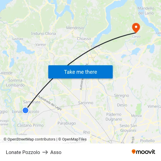 Lonate Pozzolo to Asso map