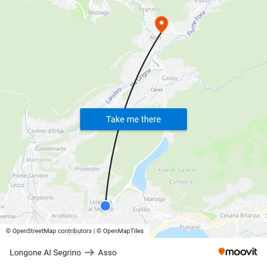 Longone Al Segrino to Asso map