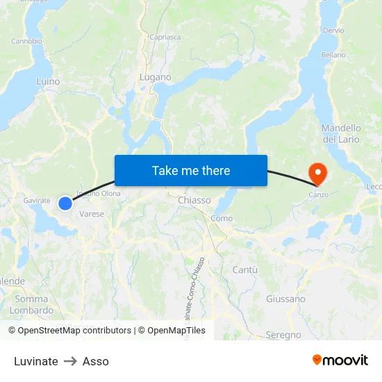 Luvinate to Asso map